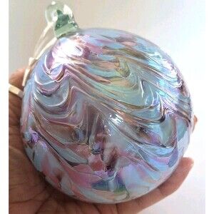 Glass Eye Studio Classic 4" Ball Ornament Mosaic Irodescent Swirl